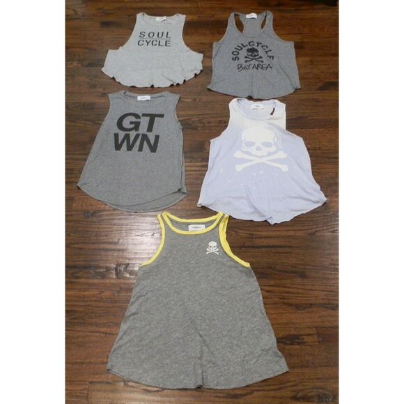 Soulcycle Tank Tops White Gray Skull Women's Size Small Lot of 5 - Picture 1 of 1